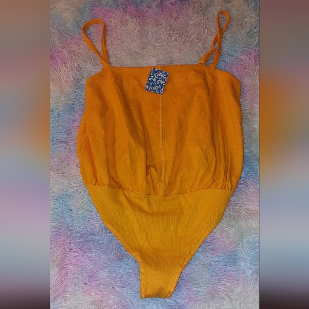 HP💖🎉 Free People Tangerine Marissa Ribbed Bodysuit in Tangerine 🍊 Size Medium - Picture 6 of 9